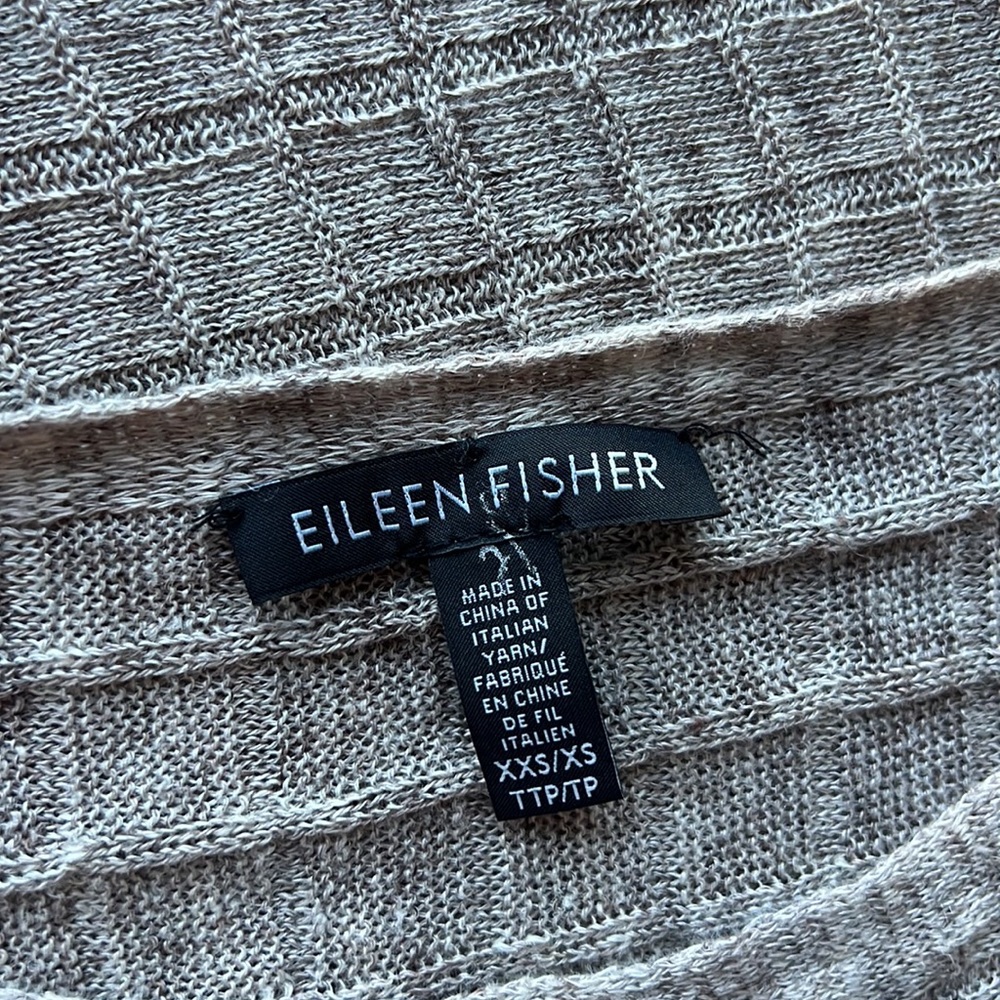 Eileen Fisher Lightweight Linen Melange Grid Tunic Top Size XXS/XS - Picture 8 of 10